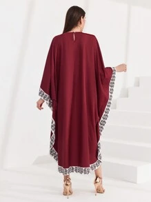 Al Najma 勃艮第红女款蝙蝠袖印花连衣裙 - 酒紅色 - 查看 2