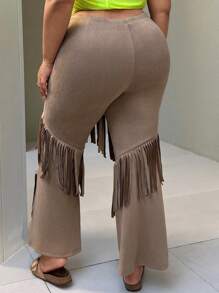 SHEIN SXY Vrouwen Grote maten Boho Franjes Sexy Wijduitlopende broek Met Scheuren details