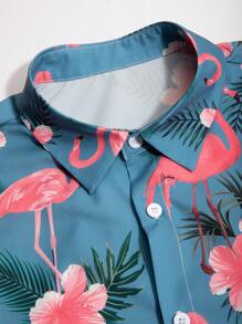 Manfinity RSRT 2入組男式火鳥印花短袖襯衫套裝 - 霧霾藍 - 查看 3