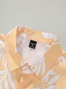 Manfinity Chillmode Nam Ngắn tay Áo sơ mi Với In thực vật - Nhiều màu - Xem 5