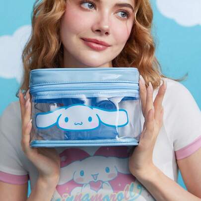 HELLO KITTY AND FRIENDS | SHEIN Cartoon Pattern Printed Translucent Portable Cosmetic Bag