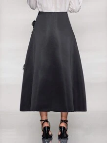 Modelyn Women's 3d Flower Decorated A-Line Skirt