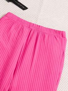 Teen Girl's Summer Halter Top And Bell Bottoms Set With Waist Bag And Belt - Hot Pink - View 5