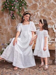 Seusyu Vestido De Muñeca Con Mangas De Mariposa Y Bordado Para Mujer - Blanco - Ver 1