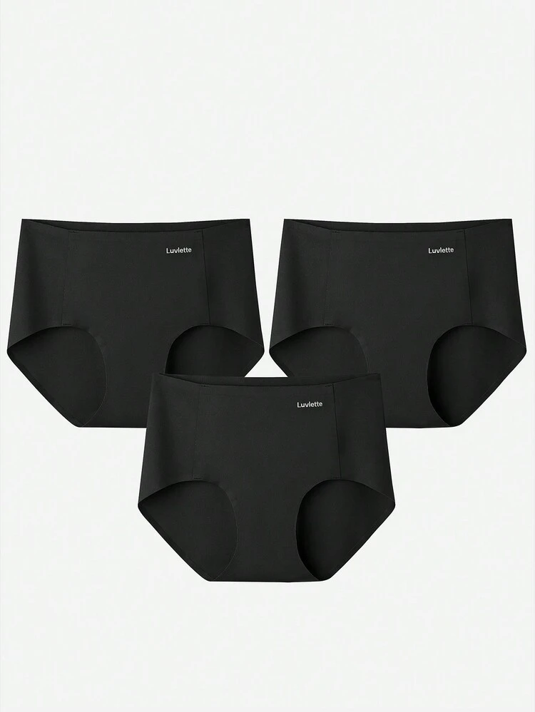 3-Pack High Waist No-Show Briefs Women Underwear Panties Set-All Black