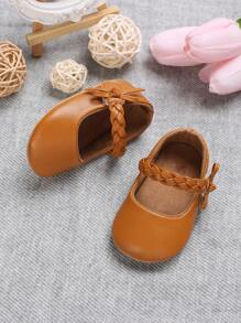 春秋系列棕色pu皮軟膠底防滑甜美公主鞋0-1歲女嬰 - 棕色 - 查看 5