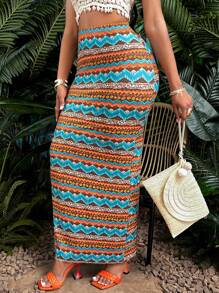 SOLERSUN 女士几何图案美人鱼裙 女装秋季必备 - 彩色 - 查看 4