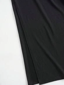 Al Najma Ramadan arabischer Stil lässiger weiter Rundhals Kurz-Top und Weite Hose Set für Frauen, lässige lange Kleider - Schwarz - Übersicht 6