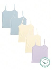 Young Girl Solid Color 4pcs/Set Camisole Tops Underwear - Multicolor - View 2