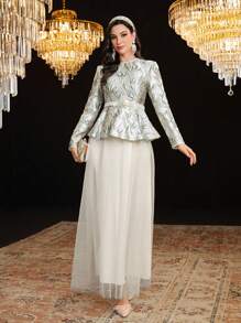 Modelyn Robe élégante de style arabe en maille pour femmes, robe de soirée élégante pour soirée, robes de soirée longues