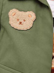 SHEIN Baby Boy's Short Sleeve Bear Print T-Shirt, Vest Outerwear, And Shorts 3pcs/Set - Green - View 11