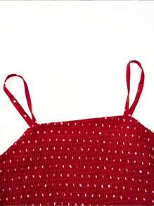 Celure Plus Size Polka Dot Print Cami Dress - Red - View 4