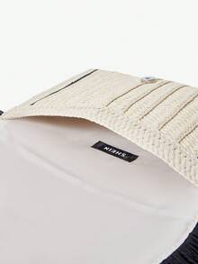 SHEIN SXY Woven Boho Versatile Fashion Color Block Clutch Straw Bag, For Vacation - Black - View 6