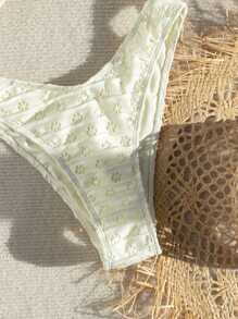 SHEIN Swim 夏季女士纹理吊带比基尼套装 - 米色 - 查看 6