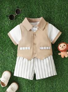 SHEIN Baby Boy Gentleman Suit, Handsome 3pcs/Set Outfits