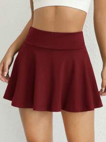 SHEIN EZwear 純色針織運動裙,附有口袋