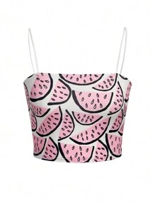 Studio 22 Top de tirantes con estampado de sandía de artista - Blanco - Ver 1