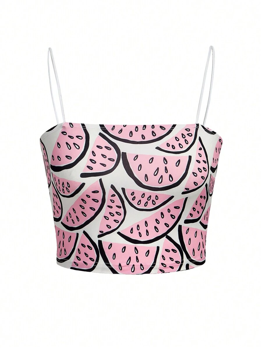 Studio 22 Top de tirantes con estampado de sandía de artista - Blanco - Ver 1