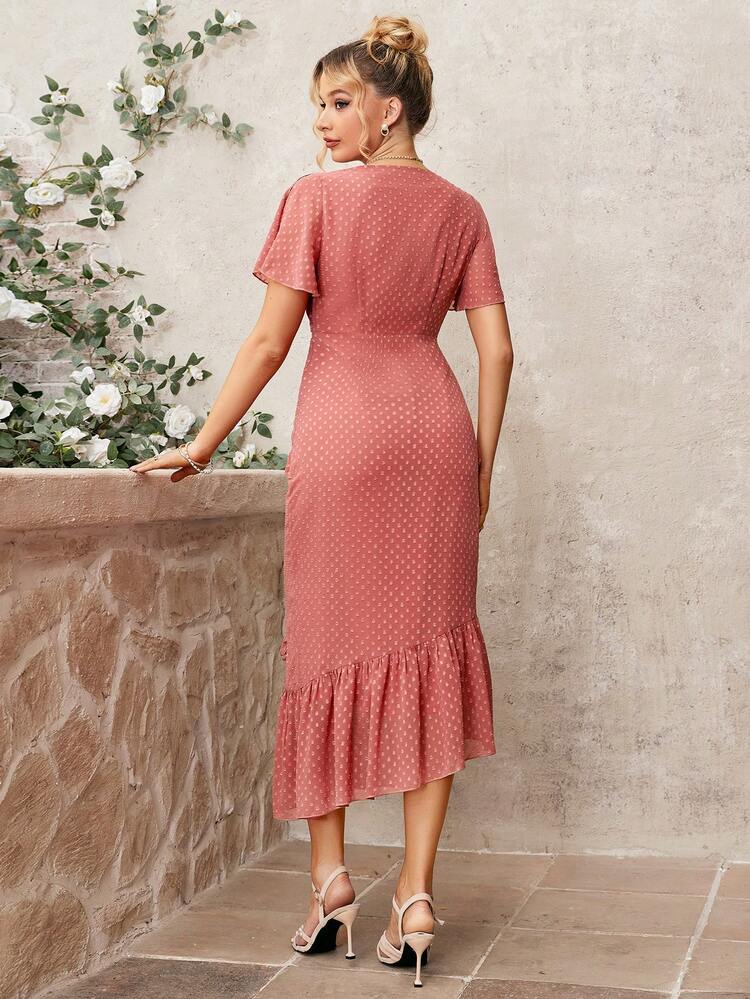 Women's Short Sleeve Ruffled Hem Dress