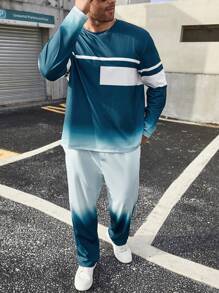 Manfinity Homme Men's Plus Size Gradient Long Sleeve T-Shirt Set - Multicolor - View 5