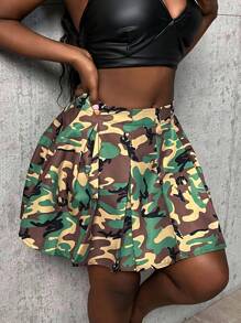 SHEIN Foxxy Women's Camouflage Printed Pleated Skort - Multicolor - View 6
