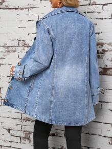 EMERY ROSE 女士牛仔恤領鈕扣外套 - 藍色 - 查看 2