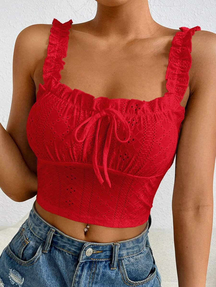 SHEIN EZwear Square Neck Knitted Tight Tank Top With Wide Straps