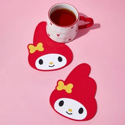 HELLO KITTY AND FRIENDS | SHEIN 1入組可愛卡通紅色杯墊