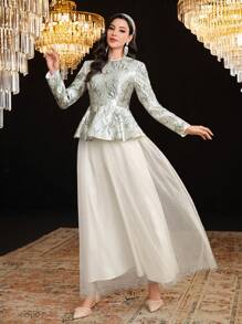 Modelyn Robe élégante de style arabe en maille pour femmes, robe de soirée élégante pour soirée, robes de soirée longues