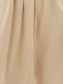 SHEIN Clasi Của phụ nữ Màu thuần tay cánh Xếp li Đầm - Màu be - Xem 7