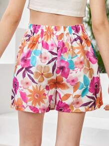 Teen Girl's Casual Floral Printed Skort For Vacation