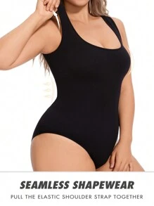 Body Ceñidor De Cintura Sin Costuras De Talla Grande Para Mujer Con Camiseta Sin Mangas Y Pantalones Triangulares