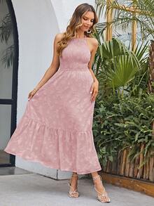 Simplee Robe En Jacquard À Panneaux À Fronces Pour Femme - Rose bonbon - Voir 5