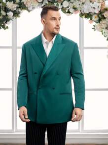 Manfinity VCAY Herren Große Größen Gewebe Lässig Blazer, für Herbst und Winter - Grün - Übersicht 1