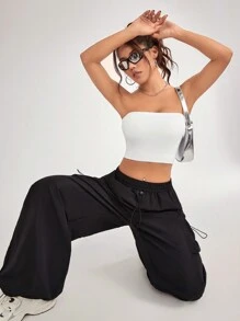 Velisys Batik-Muster Crop Sport T-Shirt, Fitness Tanktop