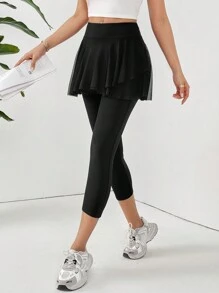 SHEIN Essnce 2 In 1 Cropped Leggings - Black - View 3