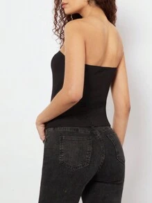 SHEIN BASICS Women's Front Buckle Strapless Top