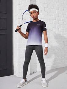 SHEIN Tween Boy Gradient Color T-Shirt - Black and White - View 3