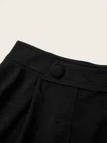 SHEIN Clasi 女士純色高腰短褲 - 黑色 - 查看 10