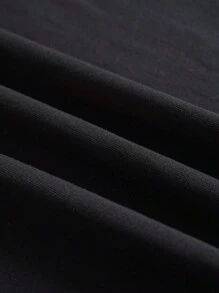 Al Najma Ramadan arabischer Stil lässiger weiter Rundhals Kurz-Top und Weite Hose Set für Frauen, lässige lange Kleider - Schwarz - Übersicht 4