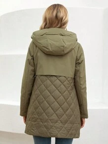 GASMAN Women's Regular Fit Hooded Zip-Up Padded Coat - Khaki - View 2