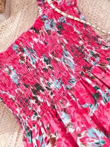 SHEIN Vestido de niña preadolescente con mangas de tapilla y estampado