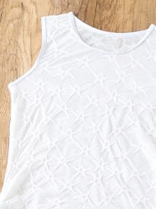 Teen Girls' Sheer Mesh Texture Drawstring Side Vest Cover Up Dress - White - View 5