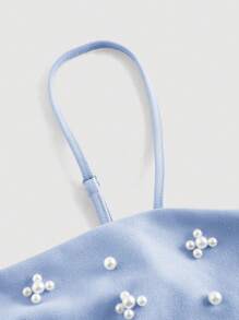 SHEIN MOD Vestido de tirantes finos con detalle de perlas para mujer