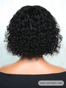 短水波真人發假髮帶劉海真正實惠頭髮替換假髮廉價假髮適合初學者準備好去假髮自然黑色 - Natural Black - 查看 5