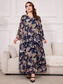 Al Najma Váy dài tay in họa tiết Paisley cỡ lớn, Kaftan - Nhiều màu - Xem 6