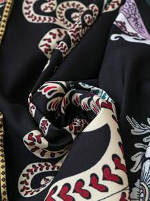 SHEIN Của phụ nữ In hoa Tay áo dài Áo sơ mi - màu đen - Xem 3