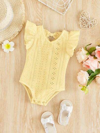 Baby Girl Cap Sleeve Jacquard Fabric Bodysuit,Kids