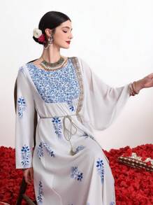 Divindia Vestido bohemio estampado para mujer