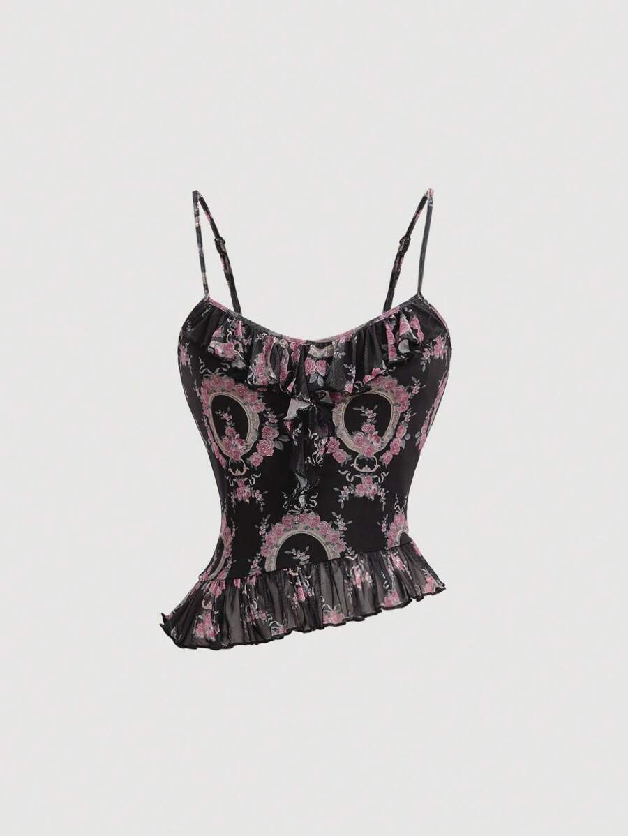 SHEIN MOD Của phụ nữ In Áo ba lỗ Áo - màu đen - Xem 1
